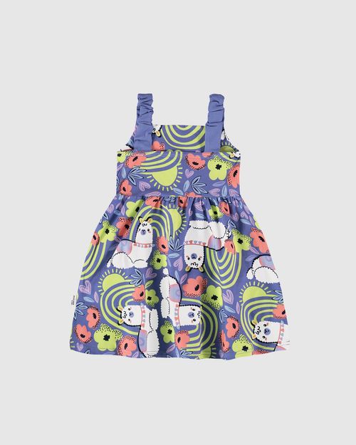 Vestido Infantil Estampa Lhama Em Algodão Malwee Kids