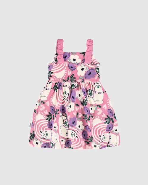 Vestido Infantil Estampa Lhama Em Algodão Malwee Kids