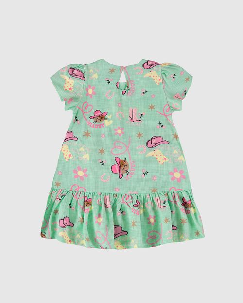 Vestido Infantil Evasê Abertura Costas Em Viscose Malwee Kids