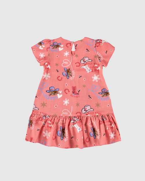 Vestido Infantil Evasê Abertura Costas Em Viscose Malwee Kids