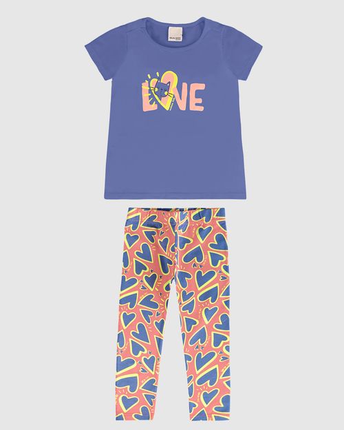 Conjunto Infantil Menina Blusa E Legging Estampada Em Algodão Malwee Kids