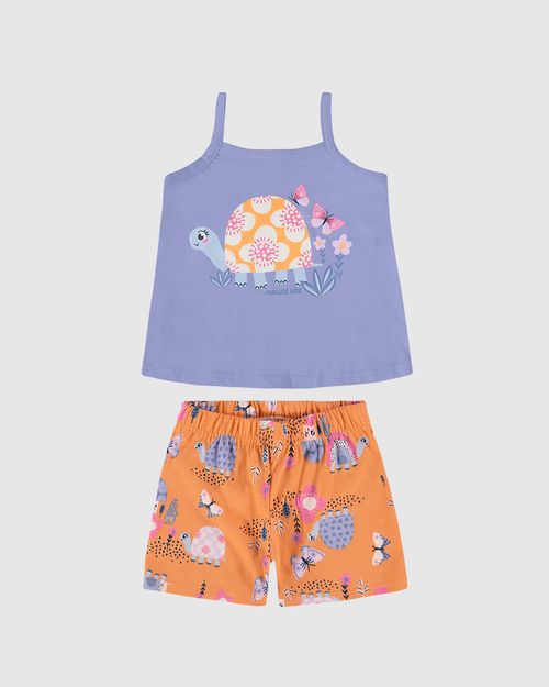 Conjunto Infantil Menina Regata Estampa Frontal Em Algodão Malwee Kids