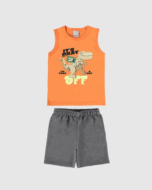 Conjunto Infantil Menino Regata Com Estampa Em Algodão Malwee Kids