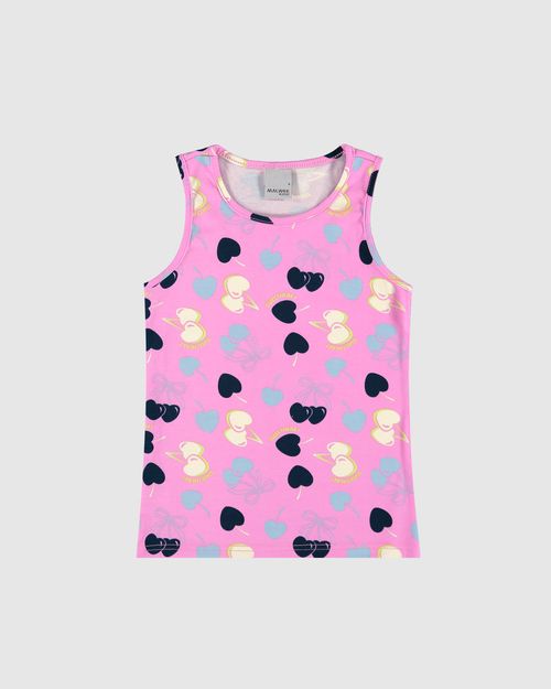 Regata Infantil Menina Estampada Em Algodão Malwee Kids