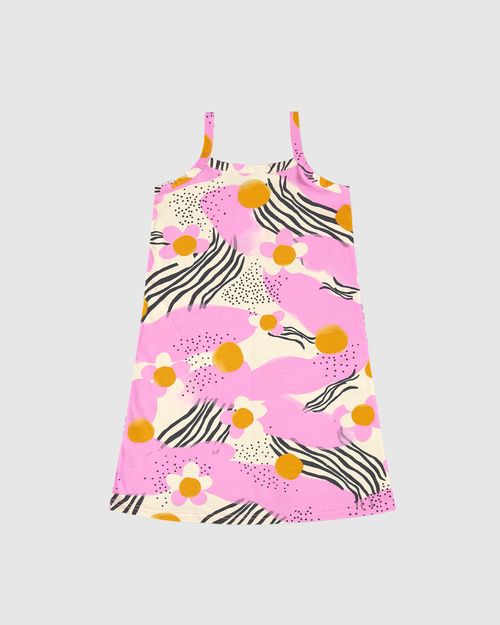 Vestido Infantil Decote Reto Estampado Em Algodão Malwee Kids