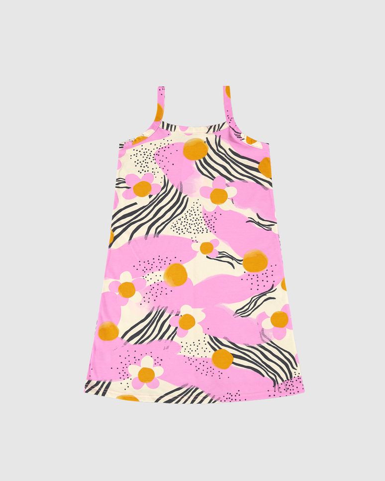 Vestido Infantil Decote Reto Estampado Em Algodão Malwee Kids