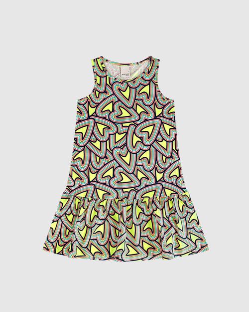 Vestido Infantil Barra Franzida Estampado Em Algodão Malwee Kids