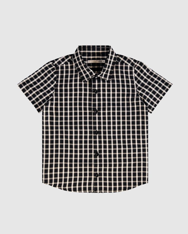 Camisa Infantil Menino Manga Curta Xadrez Em Tricoline Malwee Kids