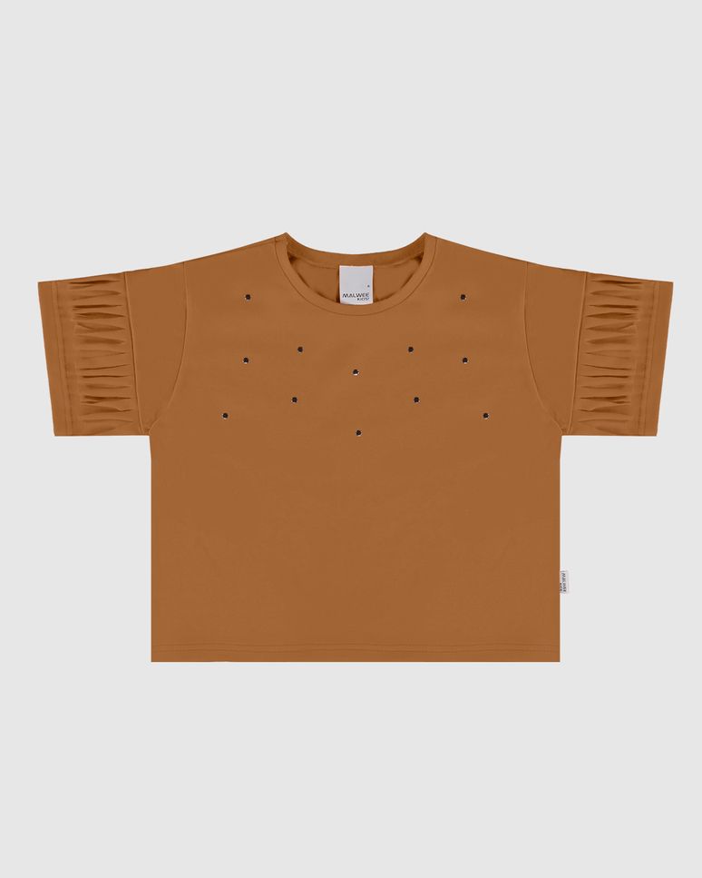 Blusa Infantil Menina Manga Com Franjas Em Algodão Malwee Kids