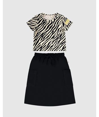 Conjunto Infantil Menina Blusa Animal Print + Saia Midi Cargo Malwee Kids
