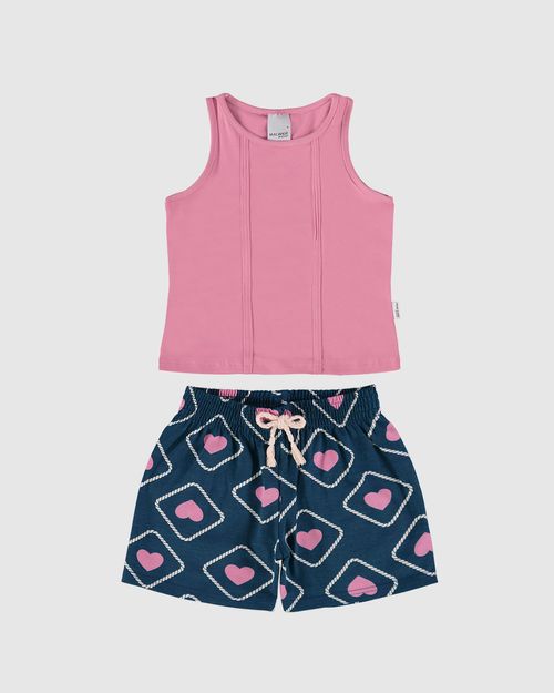 Conjunto Infantil Menina Regata Cropped + Shorts Estampado Malwee Kids