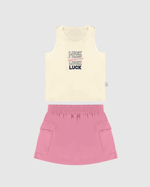 Conjunto Infantil Menina Regata + Shorts Saia Em Moletinho Malwee Kids
