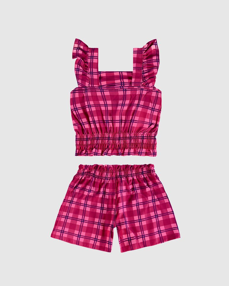 Conjunto Infantil Menina Estampa Xadrez Em Viscose Malwee Kids