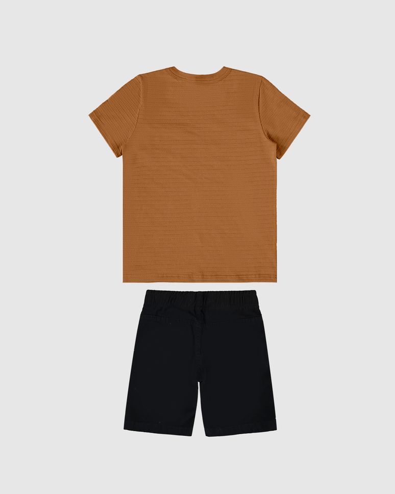 Conjunto Infantil Menino Camiseta + Bermuda Em Sarja Stretch Malwee Kids