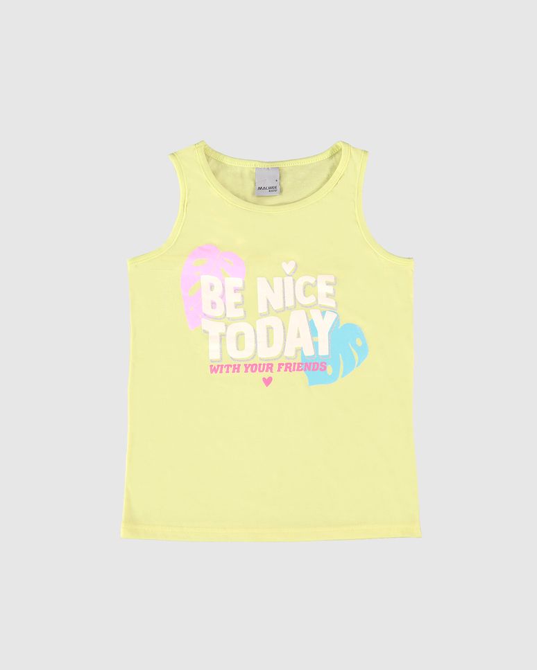 Regata Infantil Menina Be Nice Today Em Algodão Malwee Kids