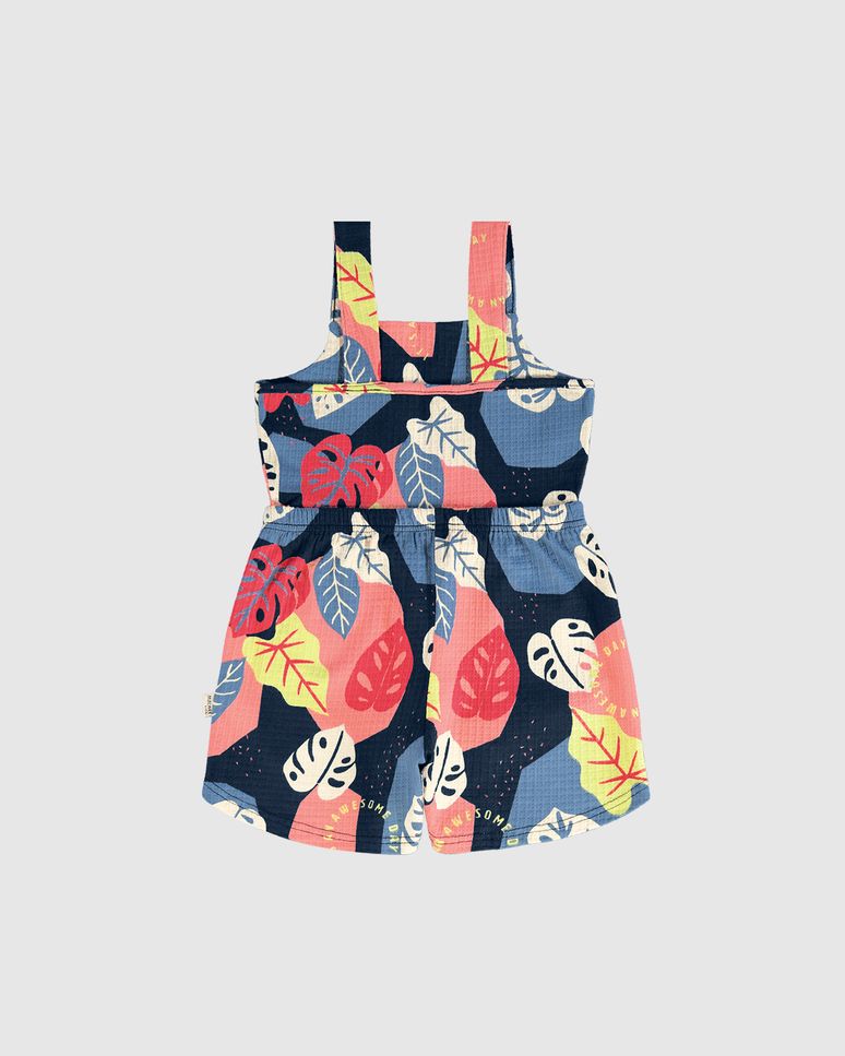 Macaquinho Infantil Menina Decote Quadrado Em Malha Texturizada Malwee Kids