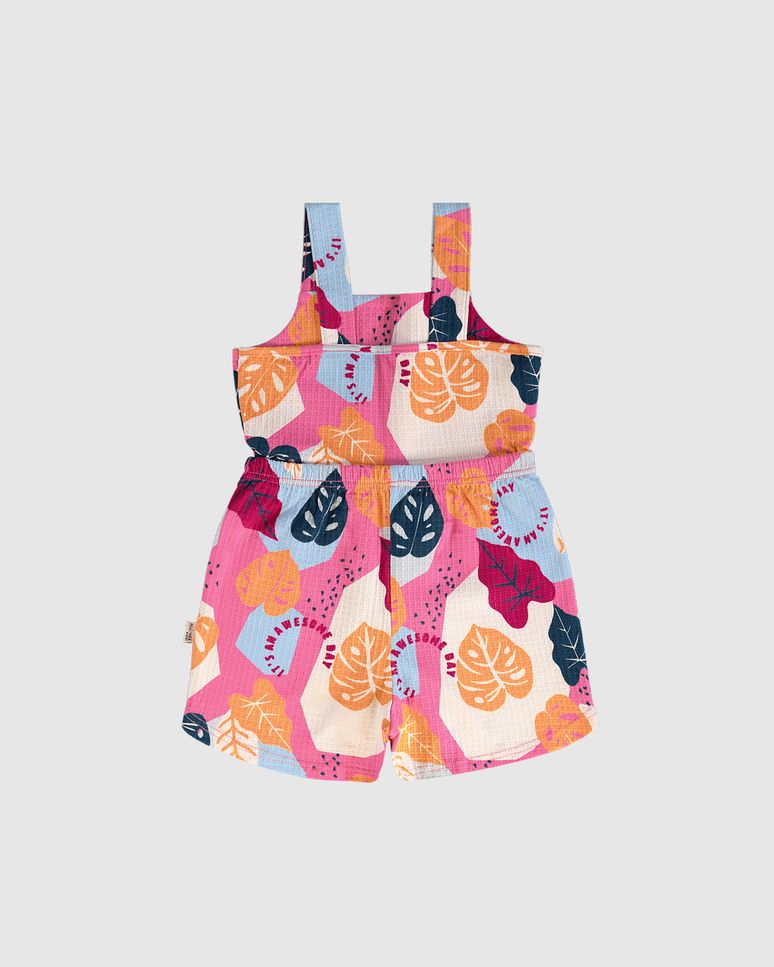 Macaquinho Infantil Menina Decote Quadrado Em Malha Texturizada Malwee Kids