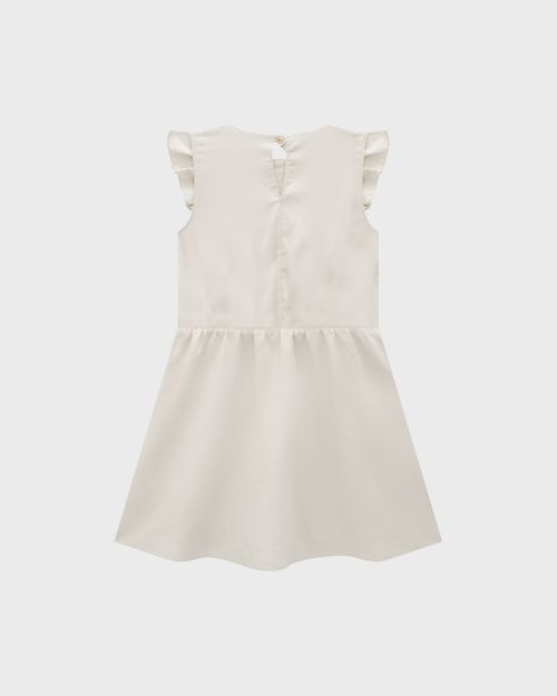 Vestido Menina Babados Frontais Em Algodão Texturizado - Carinhoso