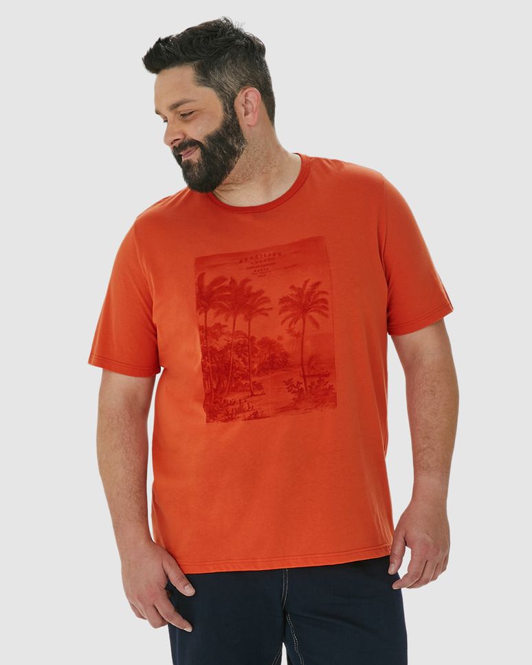 Camiseta Masculina Plus Size Brazilian Coast Em Algodão