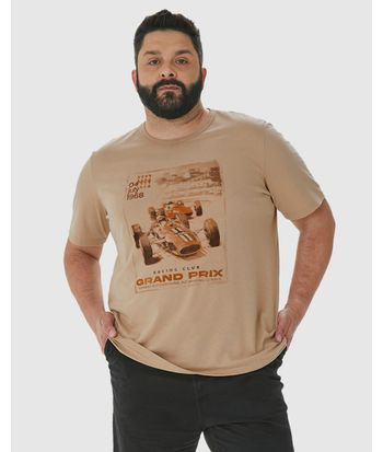 Camiseta Masculina Plus Size Racing Club Grand Prix Em Algodão
