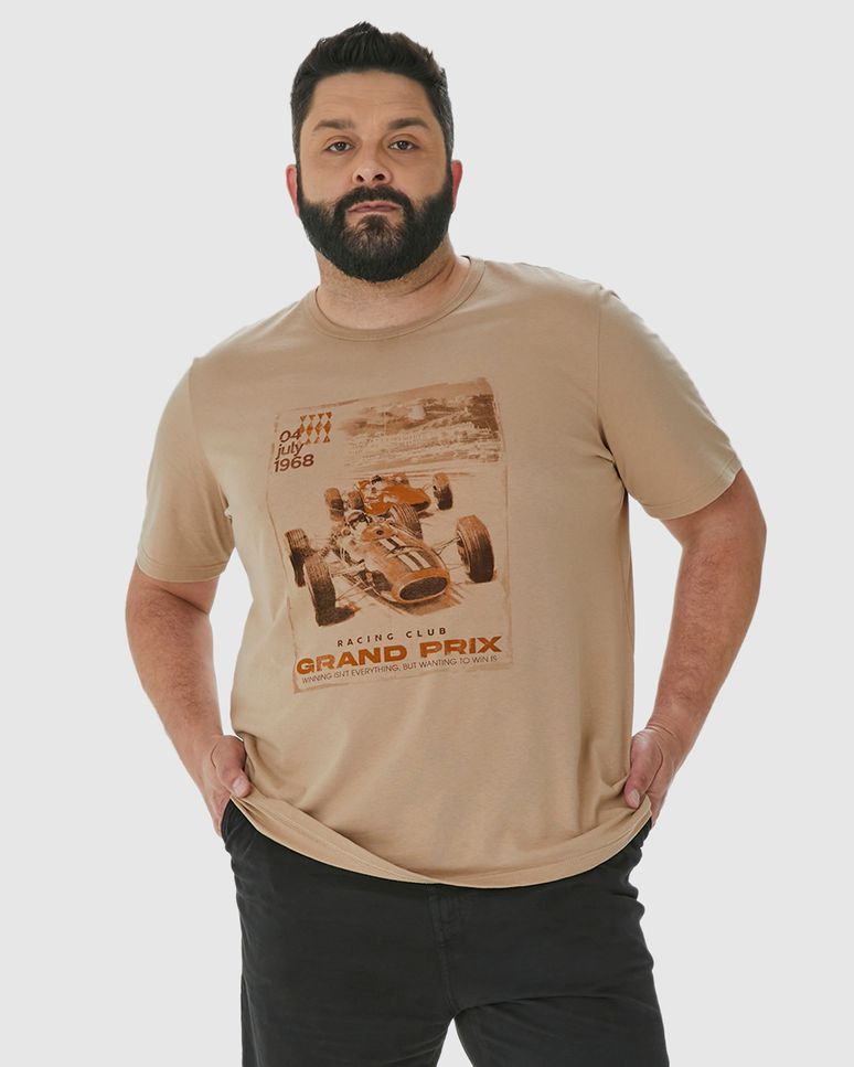 Camiseta Masculina Plus Size Racing Club Grand Prix Em Algodão