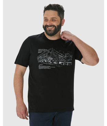 Camiseta Masculina Plus Size Industrial Architecture Em Algodão