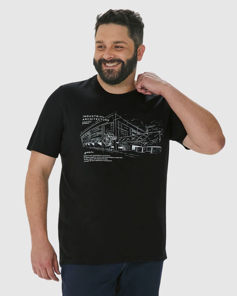 Camiseta Masculina Plus Size Industrial Architecture Em Algodão