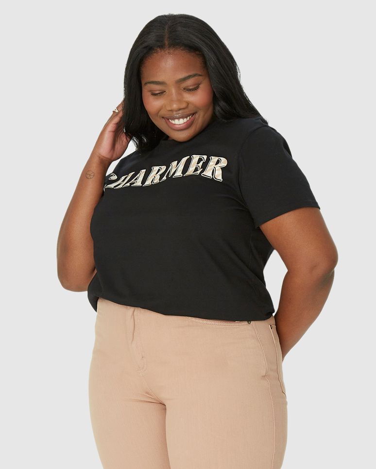 Camiseta Feminina Plus Size Charmer Em Algodão