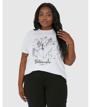 Camiseta Feminina Plus Size Botanique Em Algodão