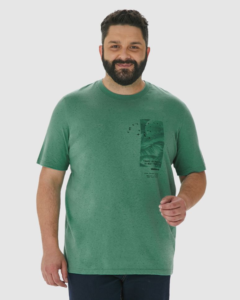 Camiseta Masculina Plus Size Travel Far Enough Em Malha Botonê