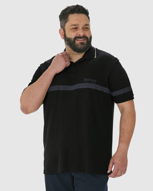 Camisa Polo Masculina Plus Size Listra Frontal Em Piquet Stretch
