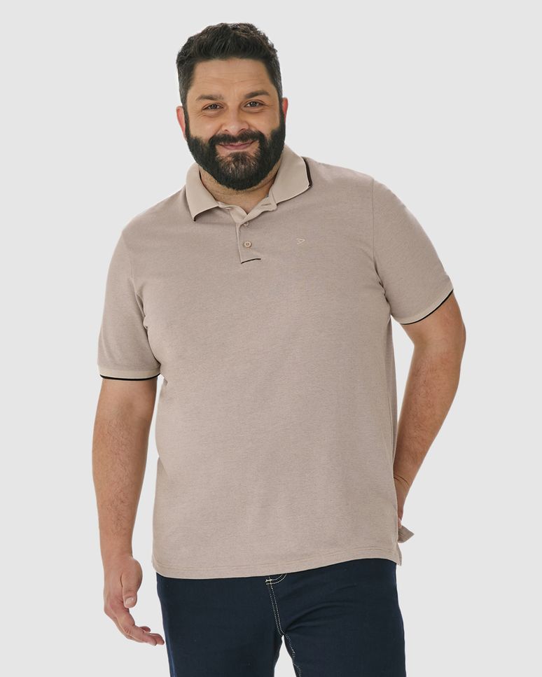 Camisa Polo Masculina Plus Size Abertura Lateral Em Malha Texturizada
