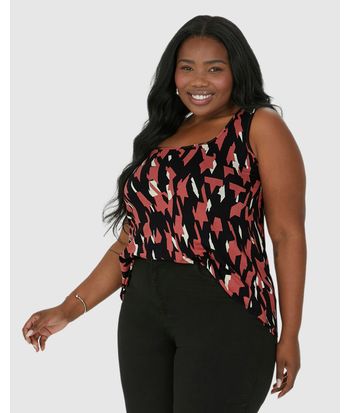 Regata Feminina Plus Size Estampada Decote Quadrado Em Viscose Stretch