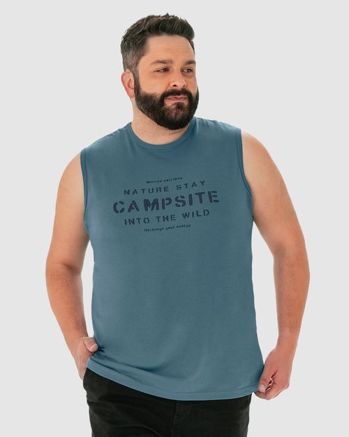 Regata Masculina Plus Size Campsite Em Algodão