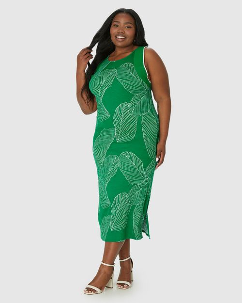 Vestido Midi Feminino Plus Size Reto Em Malha Viscose Canelada