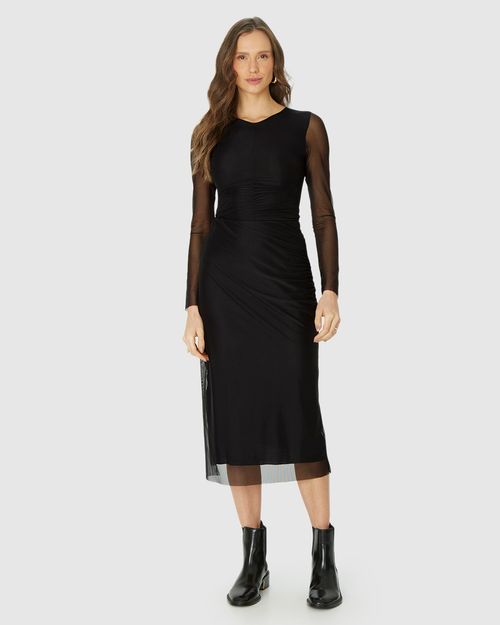 Saia Reta Feminina Fenda Lateral Em Tule Stretch