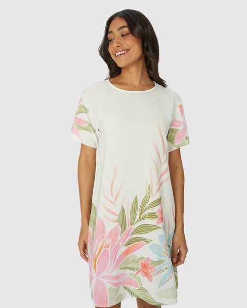 Vestido Amplo Feminino Estampa Localizada Em Viscose