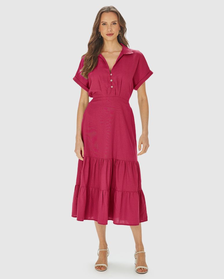 Vestido Midi Feminino Marias Amarração Costas Em Viscolinho