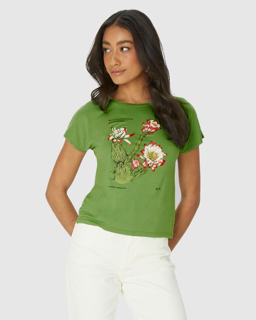 Camiseta Feminina Mandacaru Em Malha Viscolinho Stretch