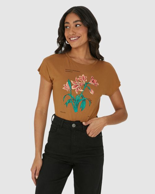 Camiseta Feminina Amarílis Em Malha Viscolinho Stretch