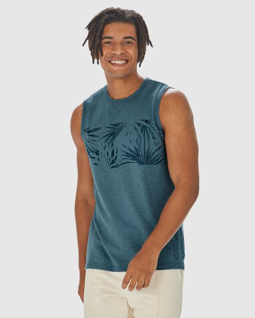Regata Masculina Estampada Em Malha Flamê