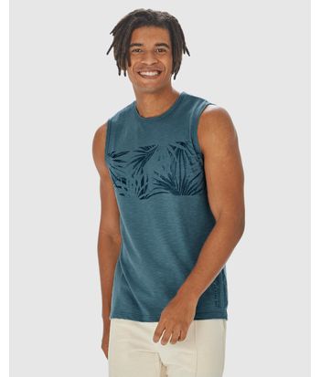 Regata Masculina Estampada Em Malha Flamê