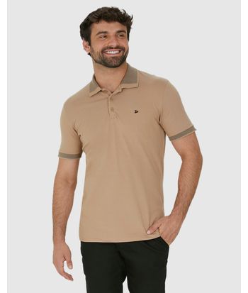 Camisa Polo Masculina Com Acabamento Retilínea Em Piquet Stretch