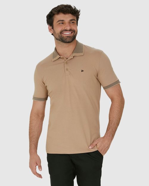 Camisa Polo Masculina Com Acabamento Retilínea Em Piquet Stretch