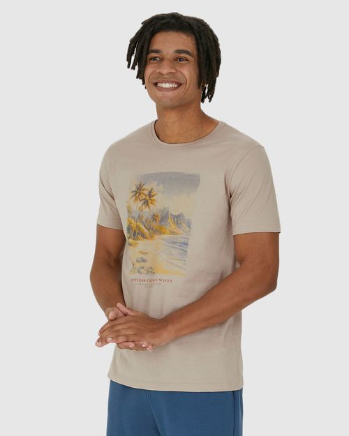 Camiseta Masculina Happiness Comes In Waves Em Algodão
