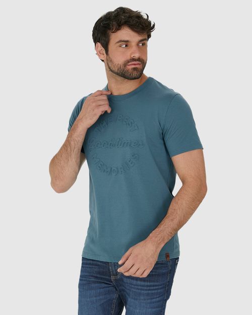 Camiseta Masculina Estampa Frontal Alto Relevo Em Algodão