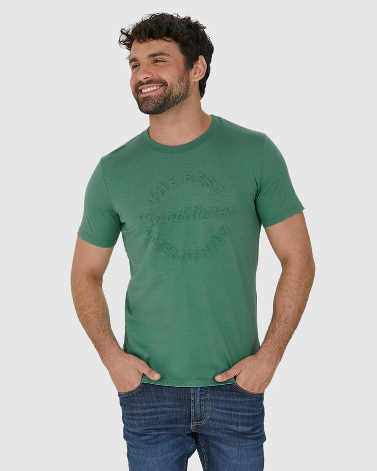 Camiseta Masculina Estampa Frontal Alto Relevo Em Algodão