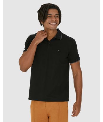 Camisa Polo Masculina Bordado Peitoral Em Piquet Listrado