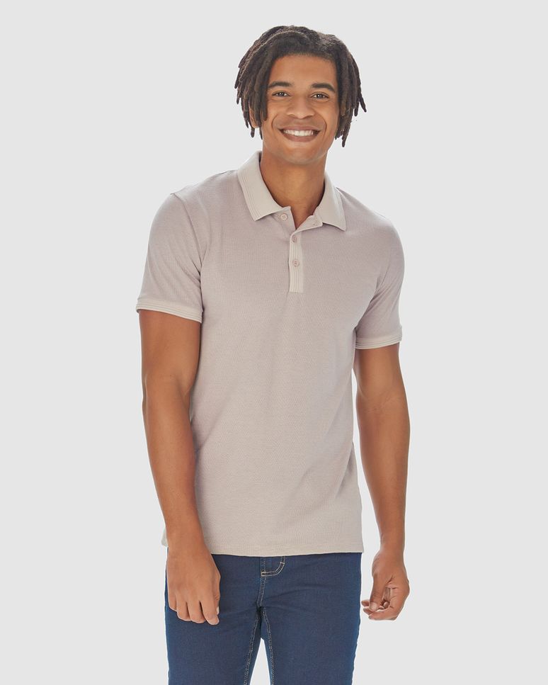 Camisa Polo Masculina Slim Em Malha Texturizada