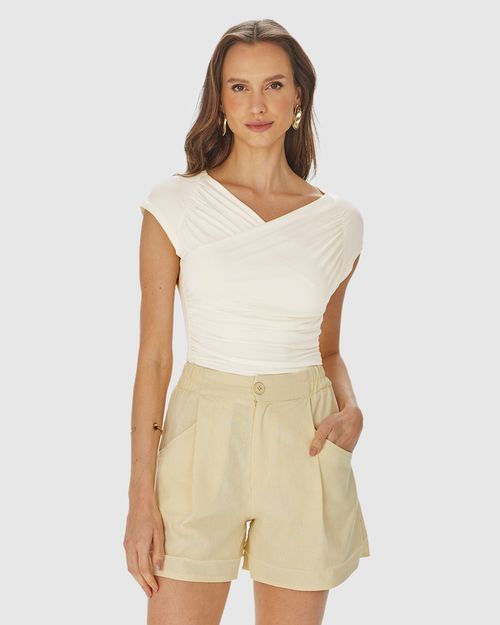 Blusa Feminina Decote Transpassado Em Viscose Stretch